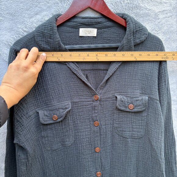 Nomad The Label Midi Dress Womens 16 Valentina Linen Blend Charcoal Button-Down - Picture 9 of 10